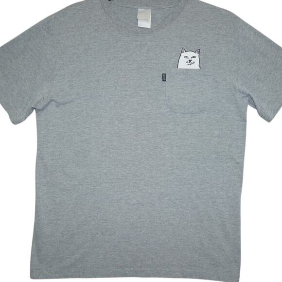 RIPNDIP "Lord Nermal Praying Hands" Pocket Tee – Size M – Heather Gray - Picture 2 of 5